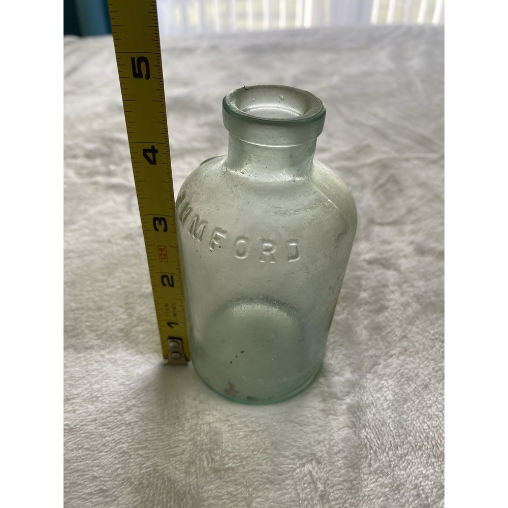 Antique Rumford Baking Powder Bottle - Aqua Glass - Authentic Dug Condition